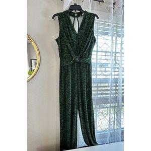 GILLI Women's Green & Black Zebra Like Sleeveless Jumpsuit Size MP